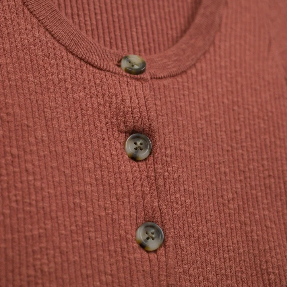 MADEWELL‎ Ribbed Scoop Neck Button Front Cardigan Sweater Academia Brick Red XS